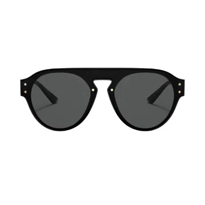 Versace Aviator Plastic Sunglasses With Grey Lens In Black