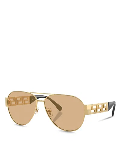 Versace Aviator Sunglasses, 61mm In Gold