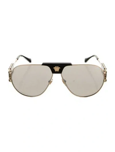 Pre-owned Versace Aviator Tinted Sunglasses In Black