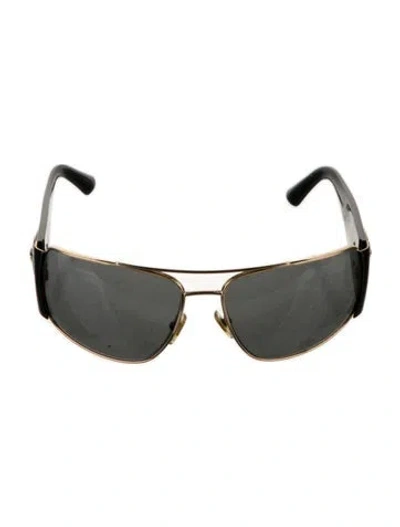 Pre-owned Versace Aviator Tinted Sunglasses In Black