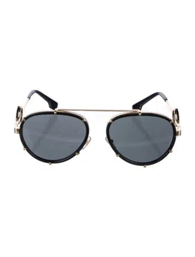 Pre-owned Versace Aviator Tinted Sunglasses In Black/gold