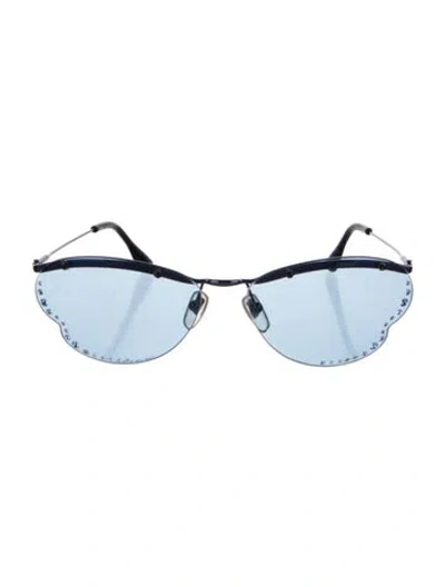 Pre-owned Versace Aviator Tinted Sunglasses In Blue