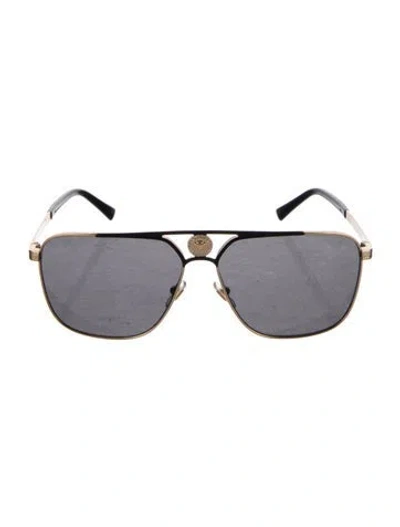 Pre-owned Versace Aviator Tinted Sunglasses In Gold