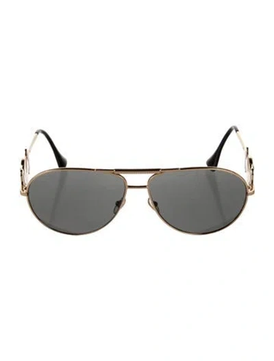 Pre-owned Versace Aviator Tinted Sunglasses In Gold