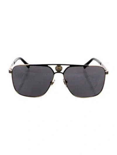 Pre-owned Versace Aviator Tinted Sunglasses In Gold