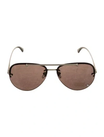 Pre-owned Versace Aviator Tinted Sunglasses In Gold