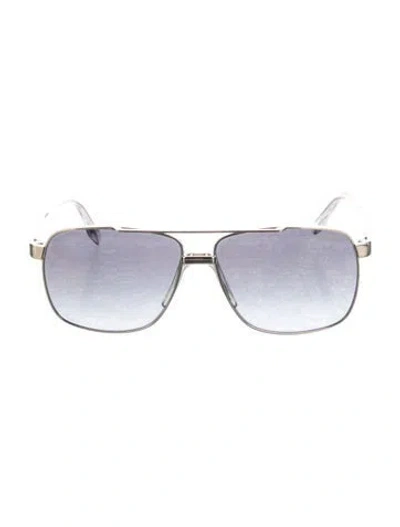 Pre-owned Versace Aviator Tinted Sunglasses In Silver