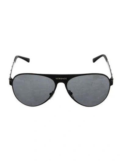Pre-owned Versace Aviator Tinted Sunglasses W/ Tags In Black