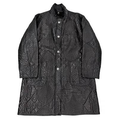 Pre-owned Versace A/w1990 Gianni  Embossed Leather Coat In Black