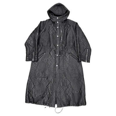 Pre-owned Versace A/w1990 Gianni  Embossed Leather Runway Coat In Black