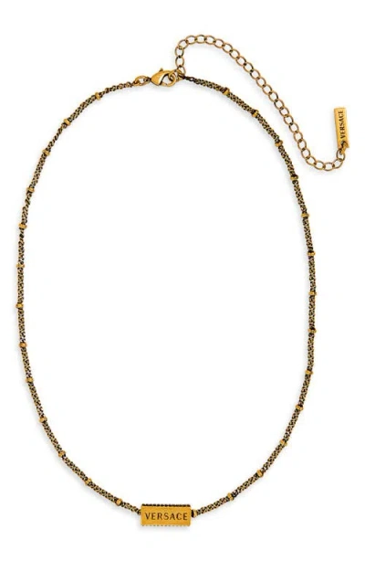 Versace Axis Chain Necklace In Sun Gold