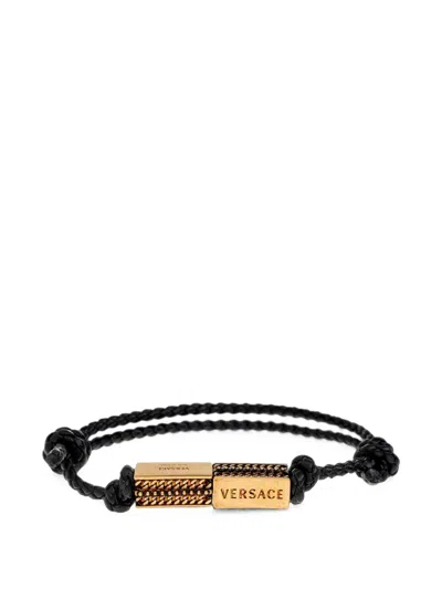 Versace Axis Leather Bracelet In Animal Print