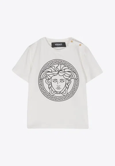 Versace Kids' Babies Medusa Crewneck T-shirt In White