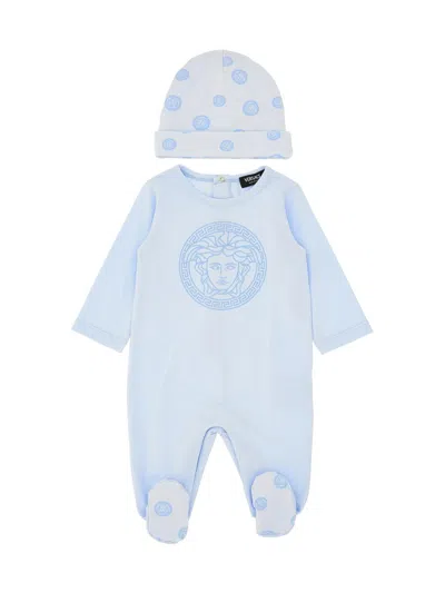 Versace Baby's 2-piece Beanie & Footie Set In Blue