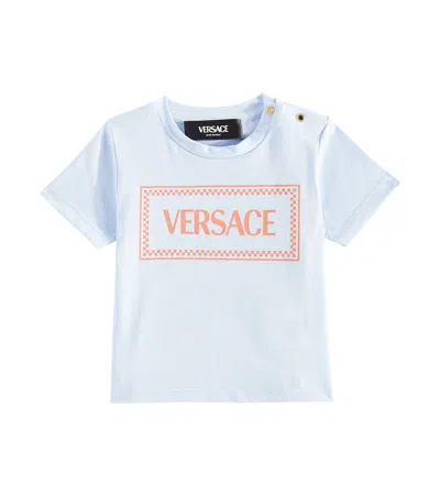Versace Baby 90s Vintage Logo Cotton Jersey T-shirt In Blue