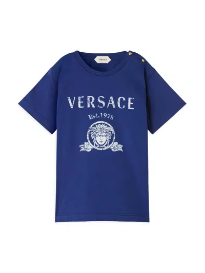 Versace Baby's & Little Kid's  Varsity Print T-shirt In Blue