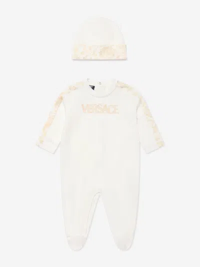 Versace Baby Barocco Bodysuit Gift Set In White