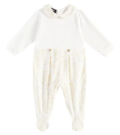 Versace Baby Barocco Cotton-blend Jersey Onesie In White