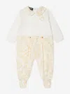 Versace Ivory & Beige Cotton Barocco Babygrow In White