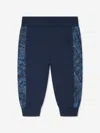 Versace Boys Blue Cotton Barocco Joggers In Blue