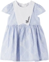 Versace Girls Blue Striped Cotton Sailor Dress In Bianco+celeste