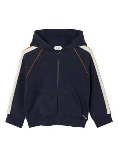 Versace Baby Embroidered-logo Cotton-jersey Zip Hoodie In Black