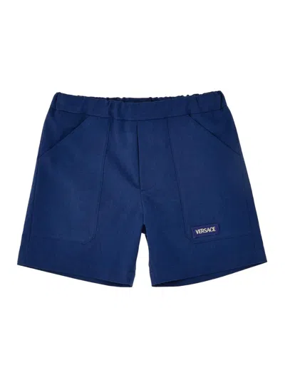 Versace Baby Boy's & Little Boy's Logo Cotton Shorts In Blue