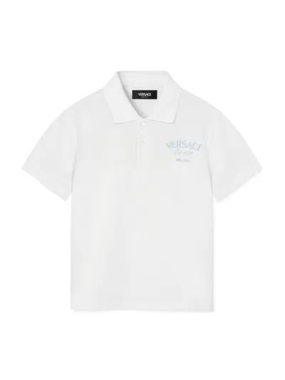 Versace Baby Boy's Logo Milano Print Polo Shirt In White