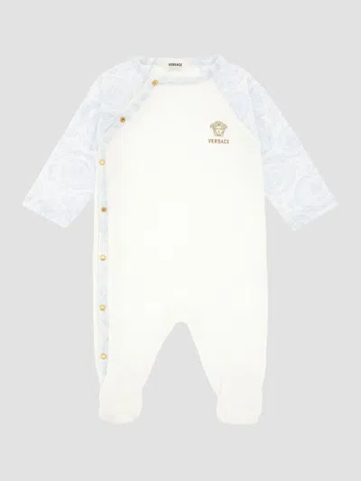 Versace Baby Boy's Medusa Embroidered Cotton Jersey Bodysuit In White