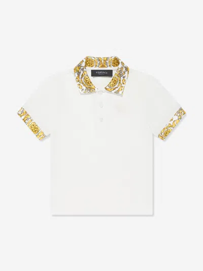 Versace Baby Boys Barocco Polo Shirt In White