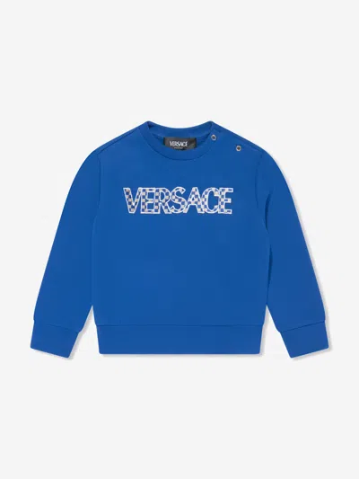 Versace Baby Boys Damier Logo Sweatshirt In Blue