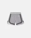 Versace Greca Print Cotton Shorts In Grey