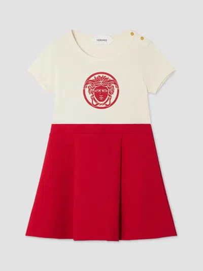 Versace Baby Girl's & Little Girl's Colorblocked Cotton Jersey Dress In Red