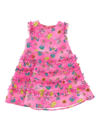 Versace Baby Girl's & Little Girl's Floral Ruffled Poplin Dress In Pink