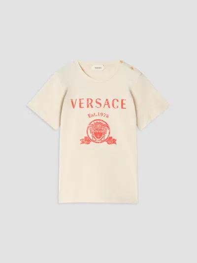 Versace Baby Girl's & Little Girl's Varsity-print Cotton T-shirt In Gold