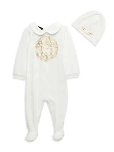 Versace Baby Girl's Logo & Medusa Print 2-piece Gift Set In White