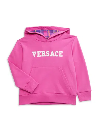 Versace Baby Girl's Logo Fleece Hoodie In Fuchsia