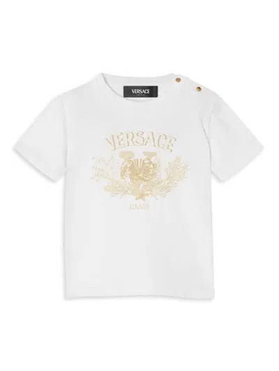 Versace Baby Girl's Logo Tresor Jersey T-shirt In White Gold