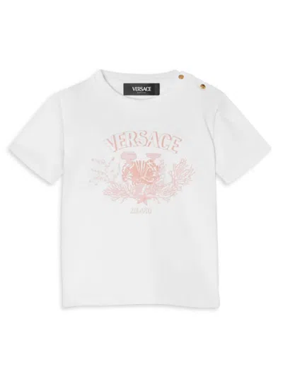Versace Baby Girl's Logo Tresor Jersey T-shirt In White Pink