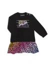 Versace Baby Girl's Rainbow La Greca Sweatshirt Dress In Black Multi