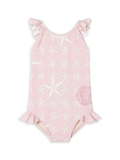 Versace Baby Girl's Sea Starfish Print One-piece Swimsuit In Pink