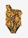 Versace Barocco Print One Shoulder Swimsuit In Black