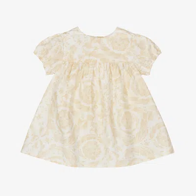 Versace Baby Girls Beige Barocco Cotton Dress
