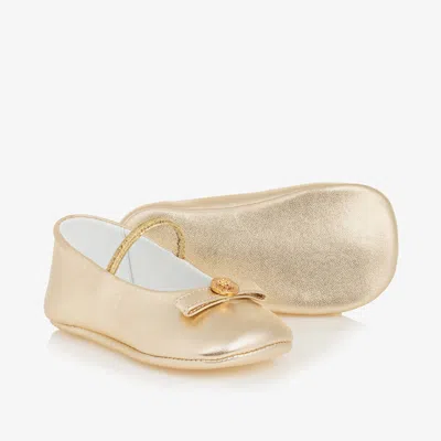 Versace Baby Girls Gold Leather Pre-walker Shoes