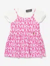 Versace Logo-print Ruffled Dress In Pink