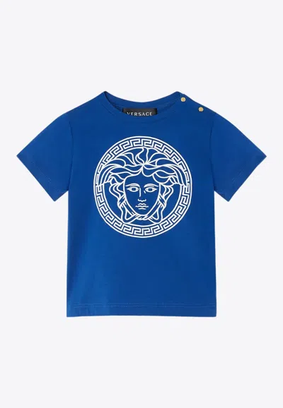 Versace Baby Girls Medusa Crewneck T-shirt In Blue