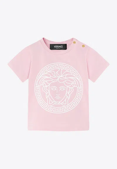 Versace Baby Girls Medusa Crewneck T-shirt In Pink