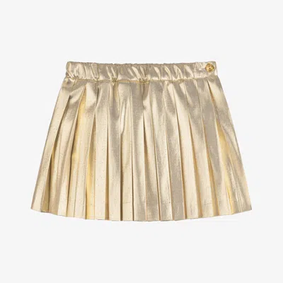 Versace Baby Girls Metallic Gold Pleated Skirt