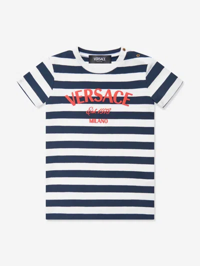 Versace Baby Girls Nautical Striped Dress In Blue