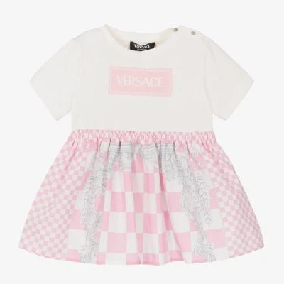 Versace Baby Girls Pink Barocco & Check Dress